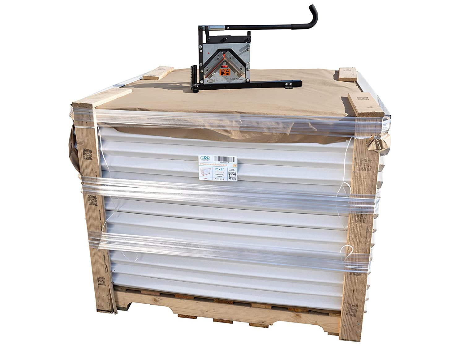 AC-110 Portable Cutter with Cardboard Edge Protectors 2" x 2" x 48", Full Pallet of 2800 pc, White AC-110 Portable Cutter with Cardboard Edge Protectors 2" x 2" x 48", Full Pallet of 2800 pc, White